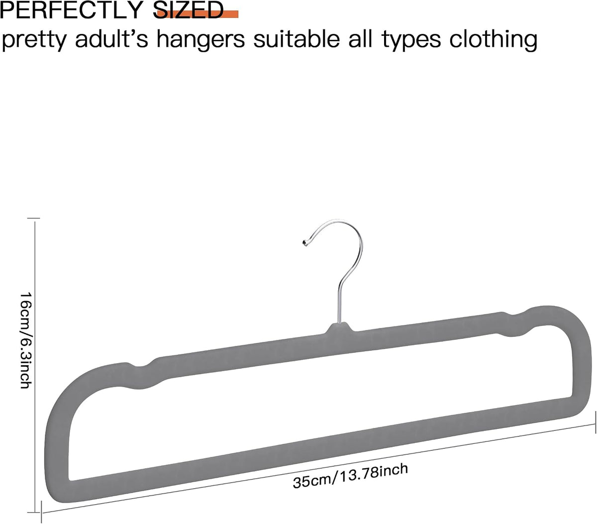 Small Size Gray Velvet Hangers 60 Pack, Slim Space Saving Pants Hangers for Closet Organizer, Rotating Hook, Non Slip Clothes Felt Hanger for Pants, Tank Top, Camisoles, Kids' Clothes