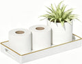 White Rectangular Bathroom Vanity Tray,14 Inch Countertop Storage Organizer