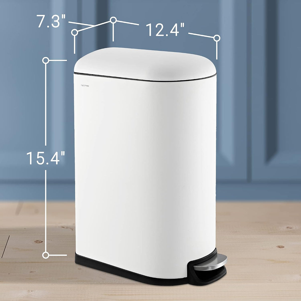 happimess Roland Mini 2.6 Gal Step Trash Can Soft-Close, Cotton White