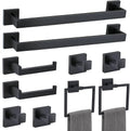 Matte Black 10 Pieces Bathroom Hardware Accessories Set Towel Bar Set Towel Holder Racks Set for Bathroom,SUS304 Stainless Steel,Wall Mounted 16-Inch
