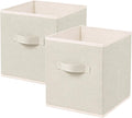 ShellKingdom Storage Bins, Foldable Linen Storage Cubes, 2 Pack (Beige)