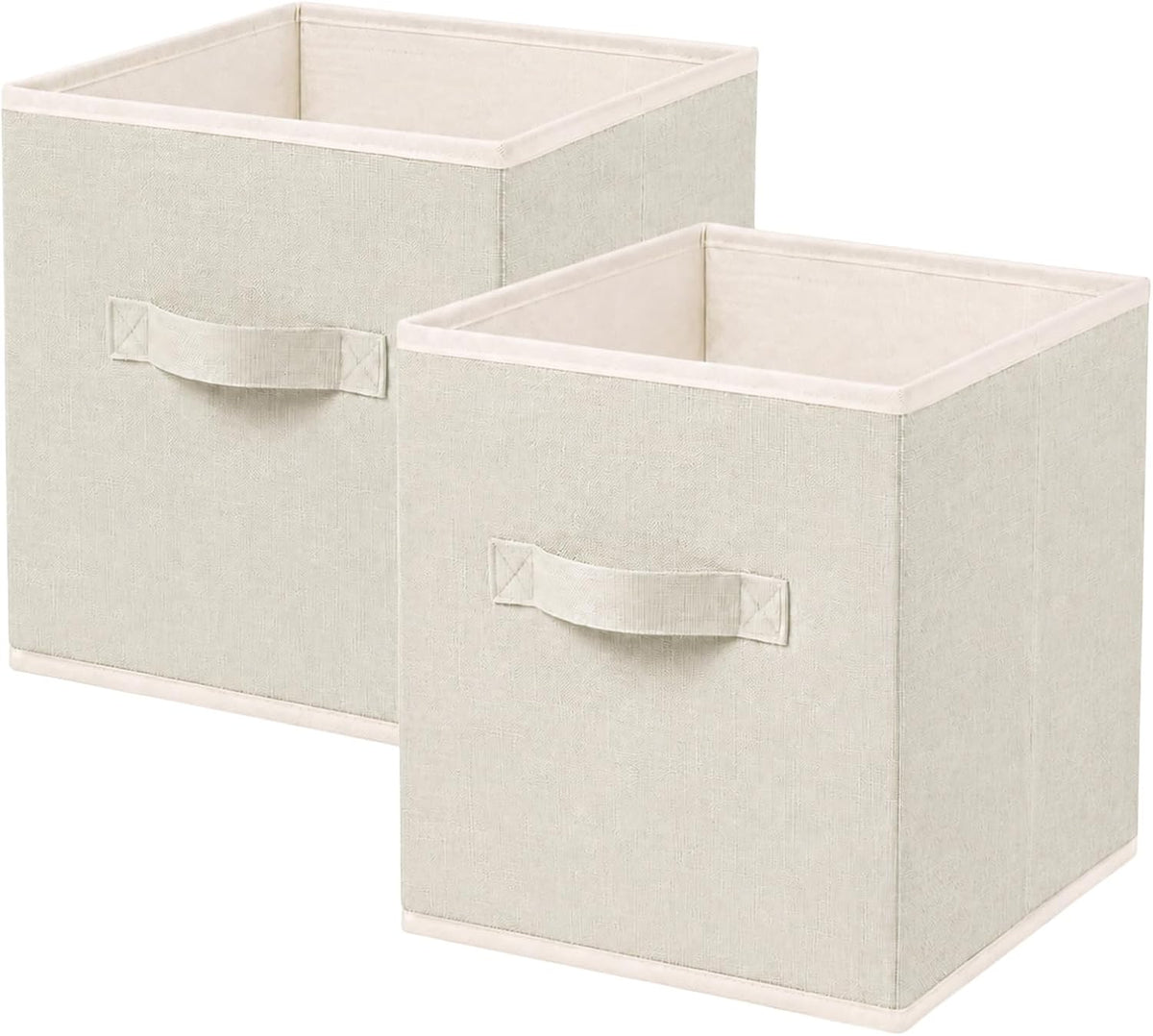 ShellKingdom Storage Bins, Foldable Linen Storage Cubes, 2 Pack (Beige)