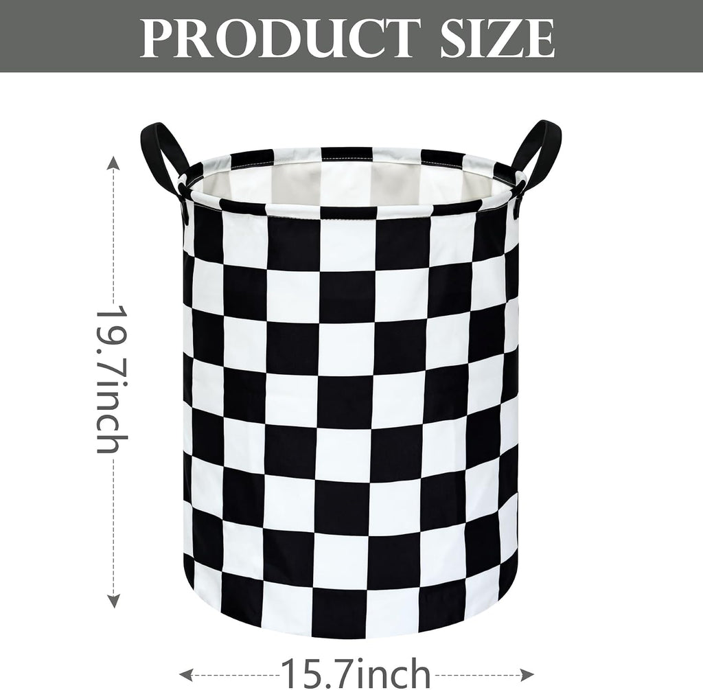 Racing Checkerboard Storage Basket for Boys Room, Foldable Laundry Hamper Organization Basket, Storage Bin, Toy Box,Gift Basket