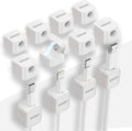 12 Pack Mini Magnetic Cord Holder, Residue-Free Self Adhesive Auto-Lock Cable Clips, Reusable Wire Keeper for Desktop, Car, Nightstand, Charging & Earphone Wires, White Cable Organizer Clips