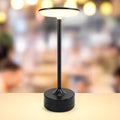 Small Table Lamp, Portable Metal Table Lamp, Cordless Rechargeable Table Lamp , 3 Color Stepless Dimmable Atmosphere Table Lamps for Patio, Camping, Coffee table decor lamp for Indoor/Outdoo(Black)