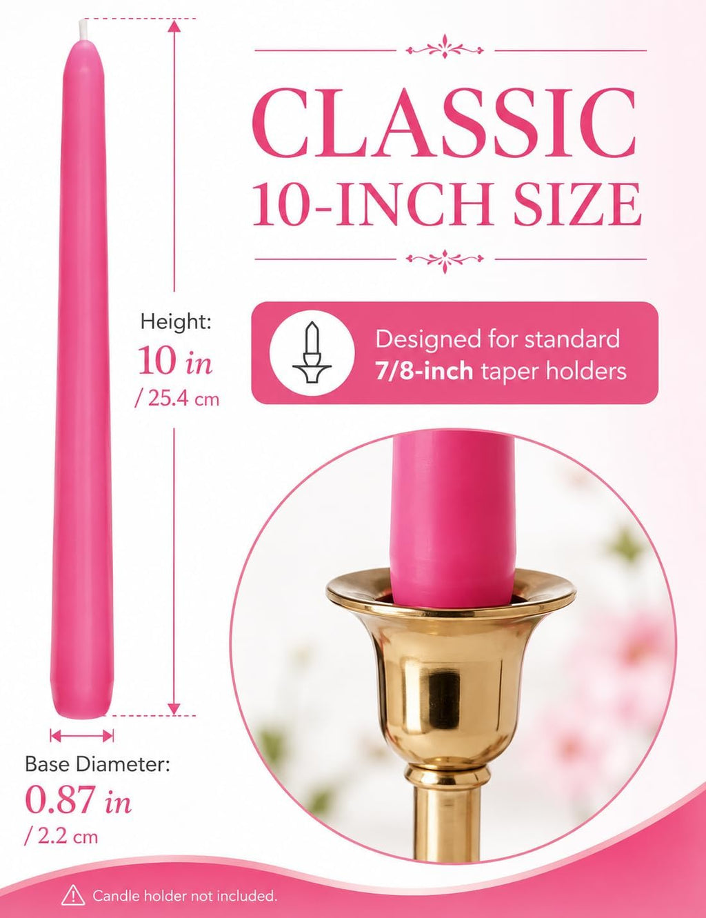 Hot Pink Elegant Taper Candles for Romantic Home Décor and Events