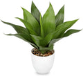 Fake Agave Plants 15.7 inch Large Artificial Plants in White Pot Faux Agave Plant Realistic Fake Plant for Home Decor Office Table Living Room Desk Bathroom Dining Centerpieces Balcony Indoor Decor