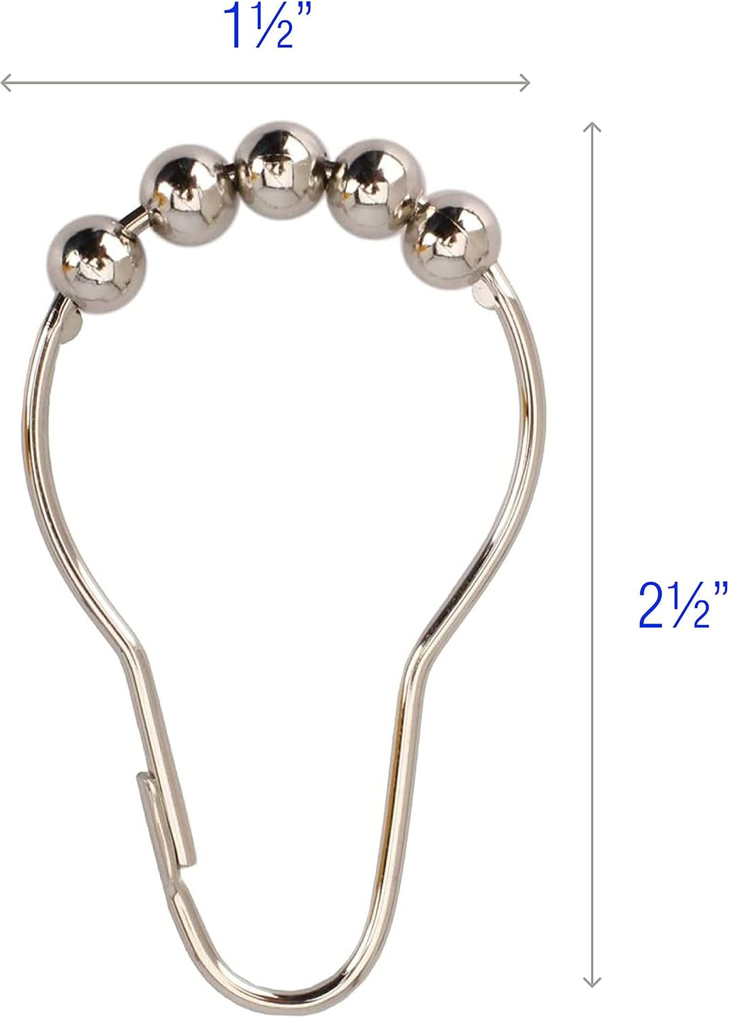 2lbDepot Shower Curtain Rings Hooks - Polished Nickel Finish - Premium 18/8 Stainless Steel - Locking Rings with Easy-Glide Rollers - Five Finishes Available - Set of 12 for Shower Rods