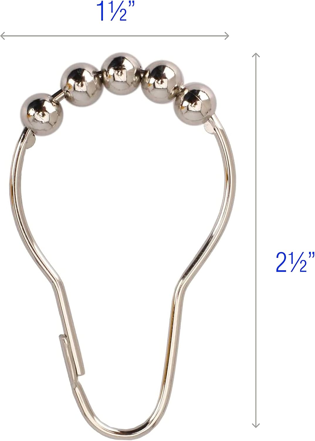 2lbDepot Shower Curtain Rings Hooks - Polished Nickel Finish - Premium 18/8 Stainless Steel - Locking Rings with Easy-Glide Rollers - Five Finishes Available - Set of 12 for Shower Rods
