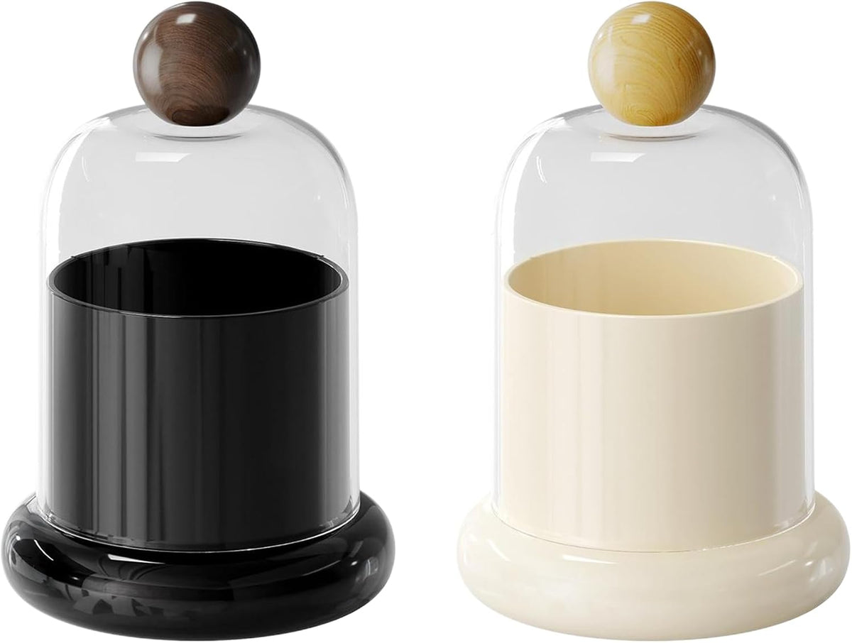 2 Pack Qtip Holder Dispenser,Bathroom Organizers and Storage，Black&White