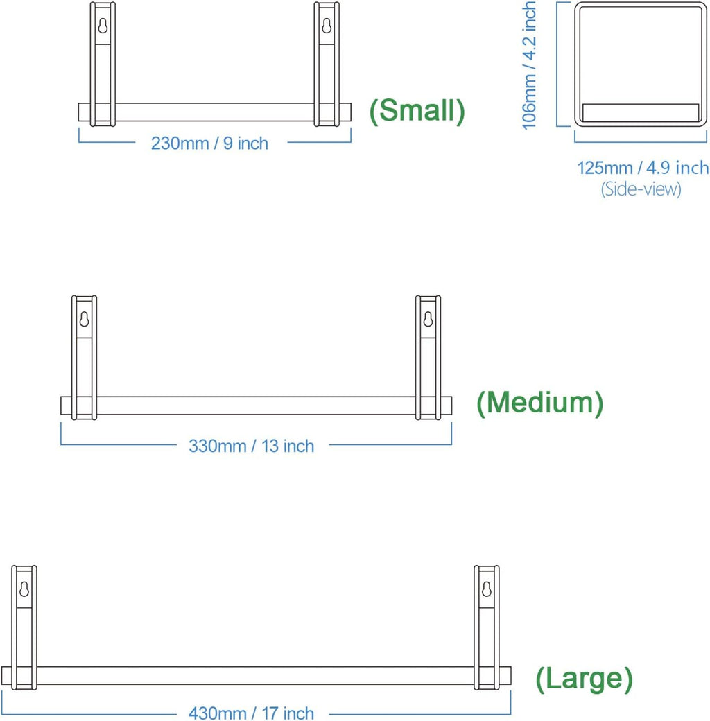 SRIWATANA Floating Shelves for Wall Set of 3, 17" Wall Shelves, Dark Walnu