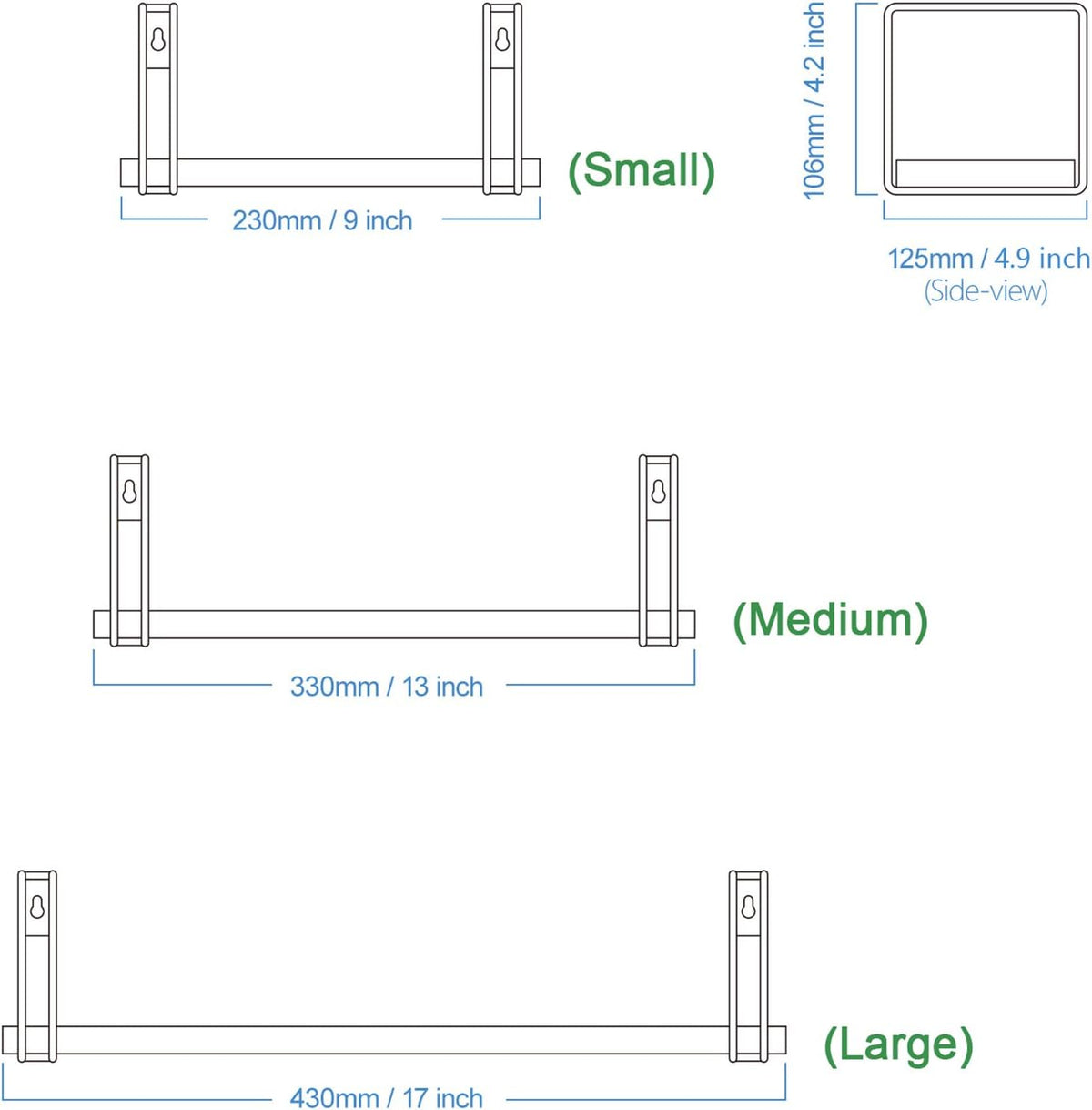 SRIWATANA Floating Shelves for Wall Set of 3, 17" Wall Shelves, Dark Walnu