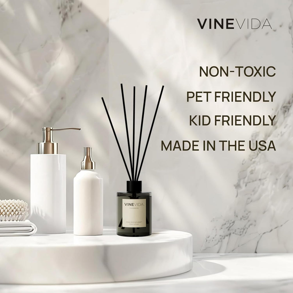 VINEVIDA | Eucalyptus Spearmint | Reed Diffuser for Home & Bathroom | Long-Lasting Scent Sticks Set | Oil Stick Diffuser | Bathroom Scent