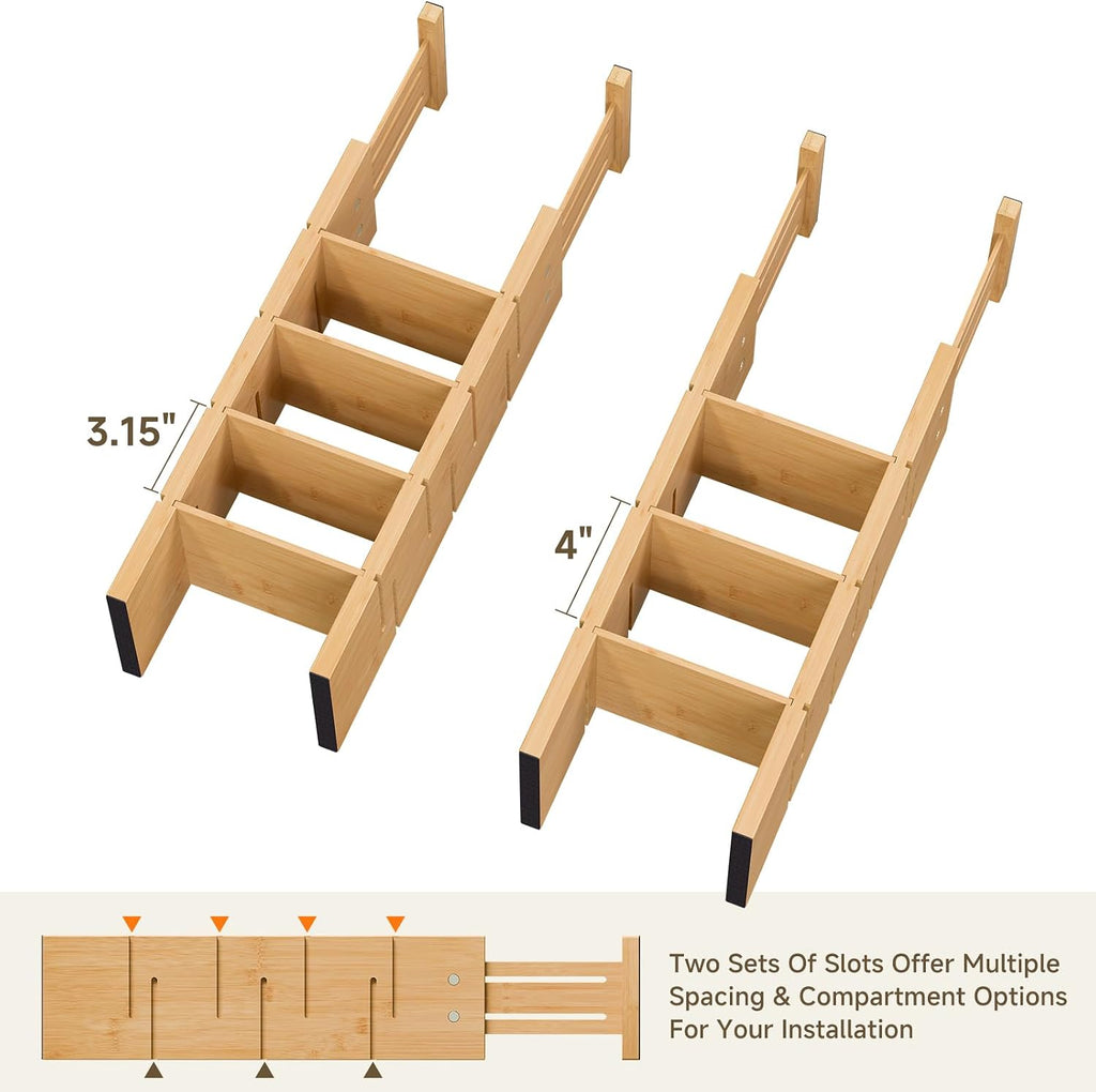 Deep Drawer Dividers For Clothes,Expandable Drawer Organizer (4, Long)