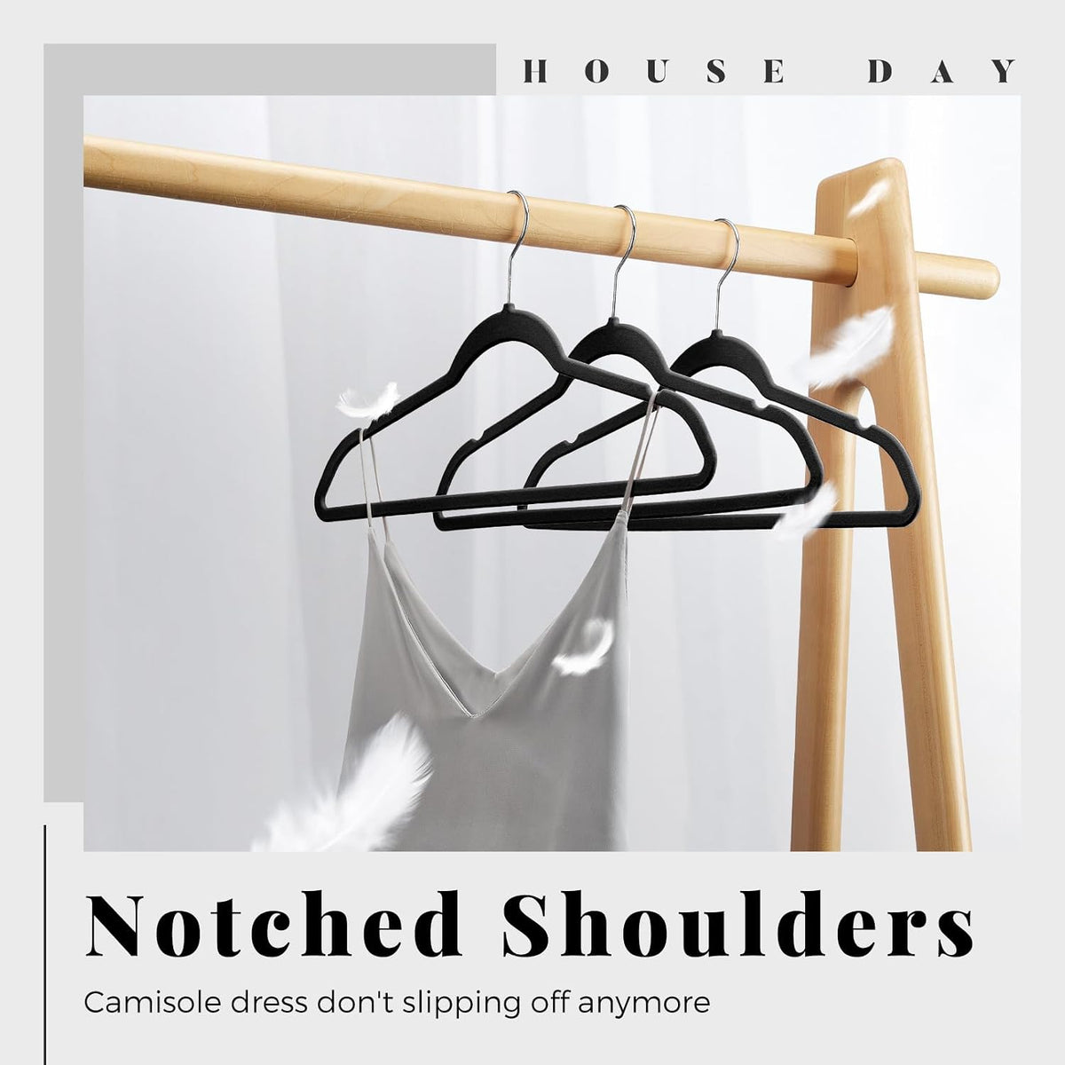 HOUSE DAY Premium Velvet Hangers 30 Pack, Non-Slip Flocked Felt Hangers