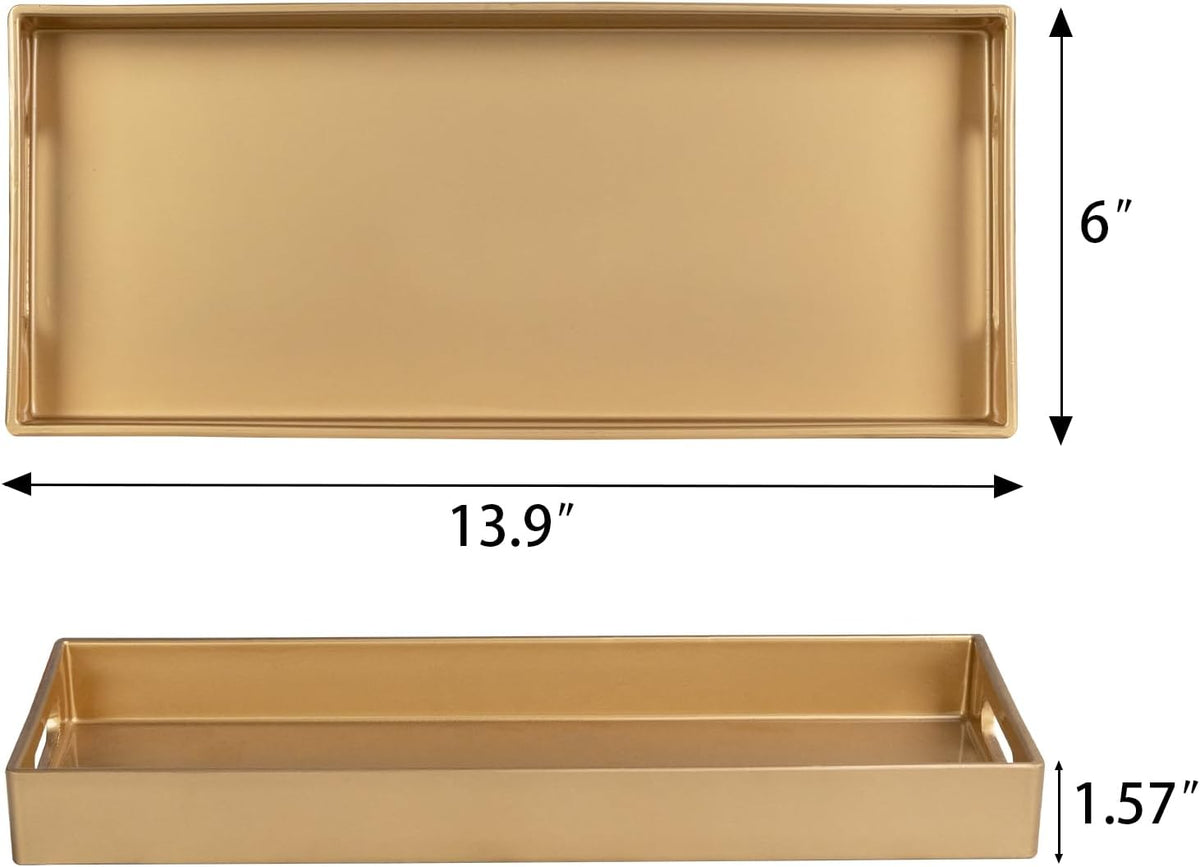 MAONAME Golde Bathroom Tray, Rectangular Toilet Tank Trays with Handles