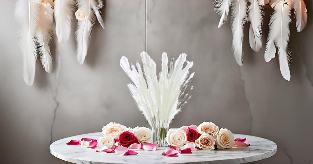 UiiziC Faux Pampas Grass 8 PCS 30"/76cm Dried Fluffy Artificial Flowers Ascendant Grass for Vase Fillers Wedding Party Bouquets Home Hotel Centerpieces Decor (White)