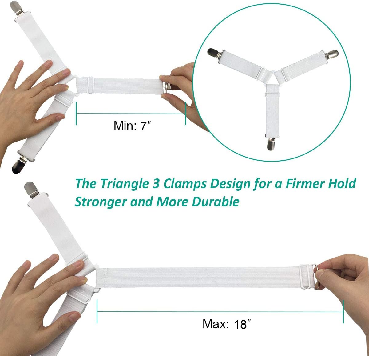 RayTour Bed Sheet Holder Straps 4 Pack - Elastic Sheet Keepers for Fitted Sheets