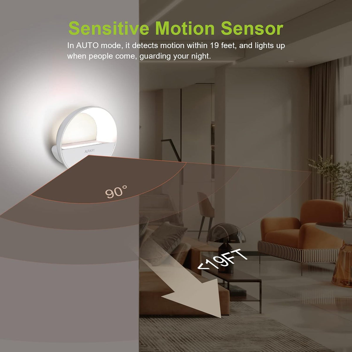 AURAXY Rechargeable Motion Sensor Night Light, Battery Night Lights LED Cool White Magnetic Stick-on Motion Sensored Hallway Light, with Dusk to Dawn Sensor for Stair, Wall, Bedroom, Bathroom(6 Pack)