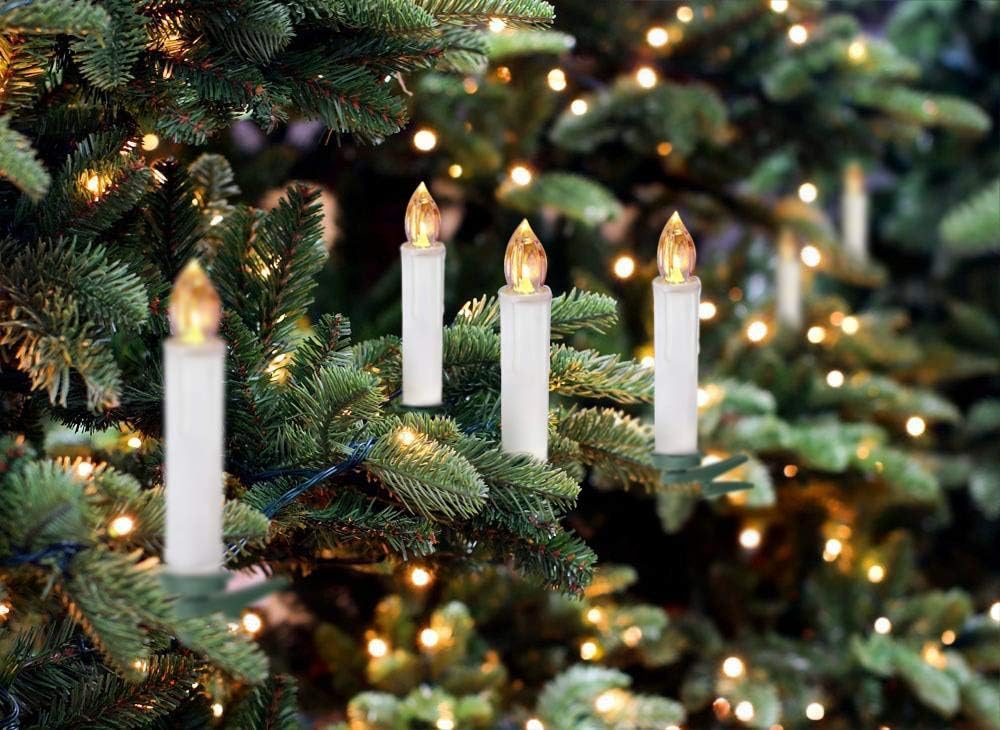 LED Flameless Taper Candles with Remote Control and Removable Clips,Flickering 4 Inches Birthday Candles,Set of 10 Warm White Candle for Christmas, Chandelier, Mini Wedding Taper Candles
