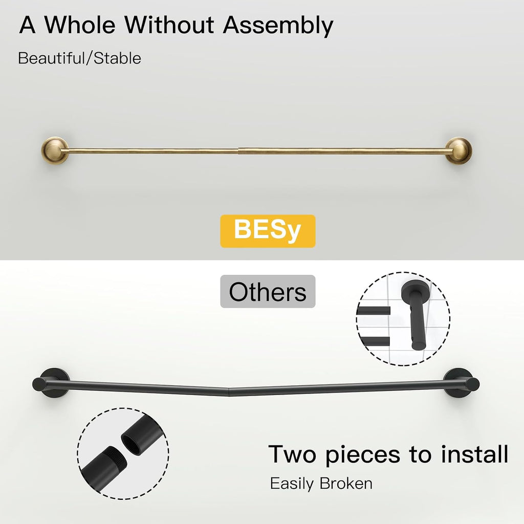 BESy Towel Racks for Bathroom Wall Mounted Bath Towel Bar Antique Brass