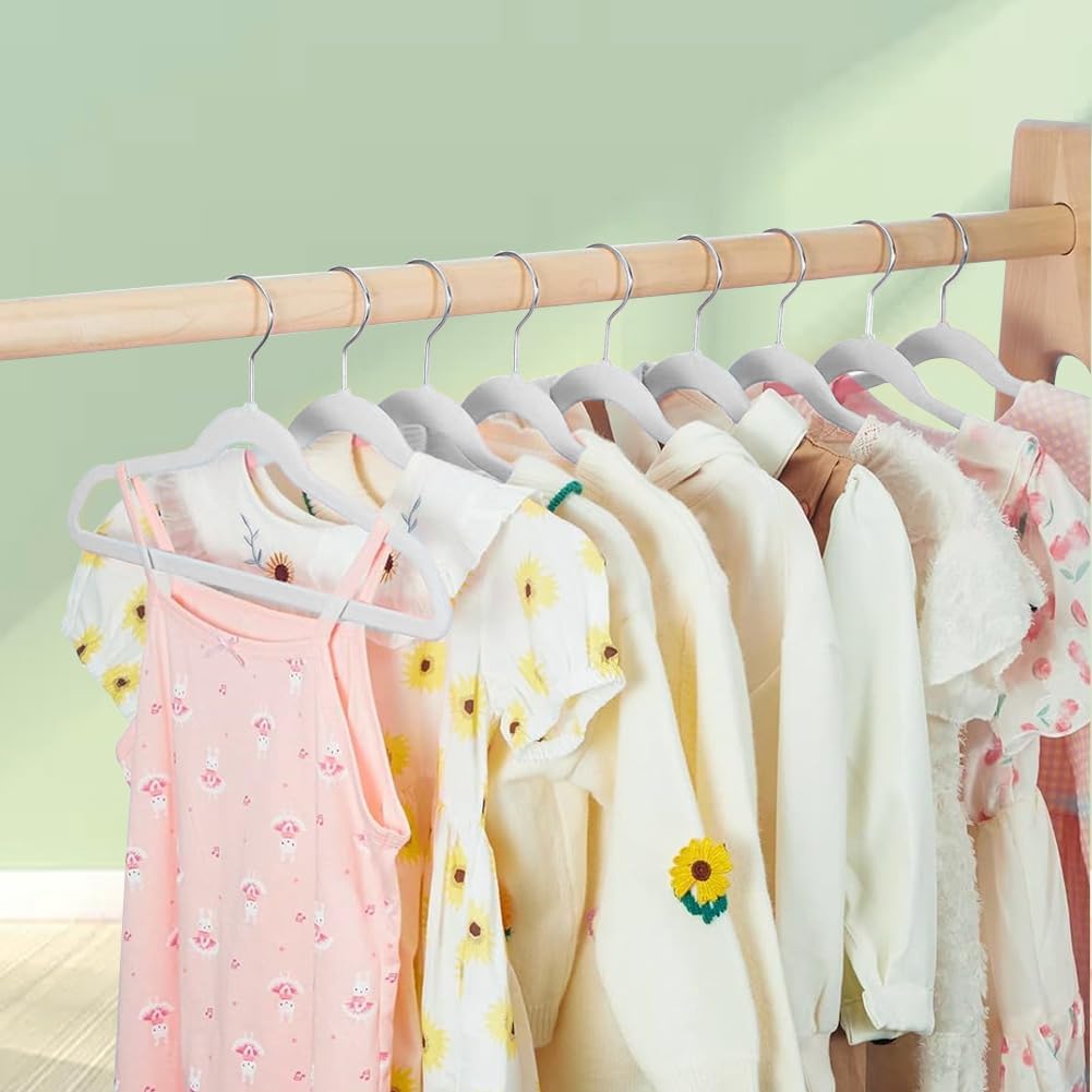 Stormix Baby Velvet Hangers, White, 11 inches 32 Pack