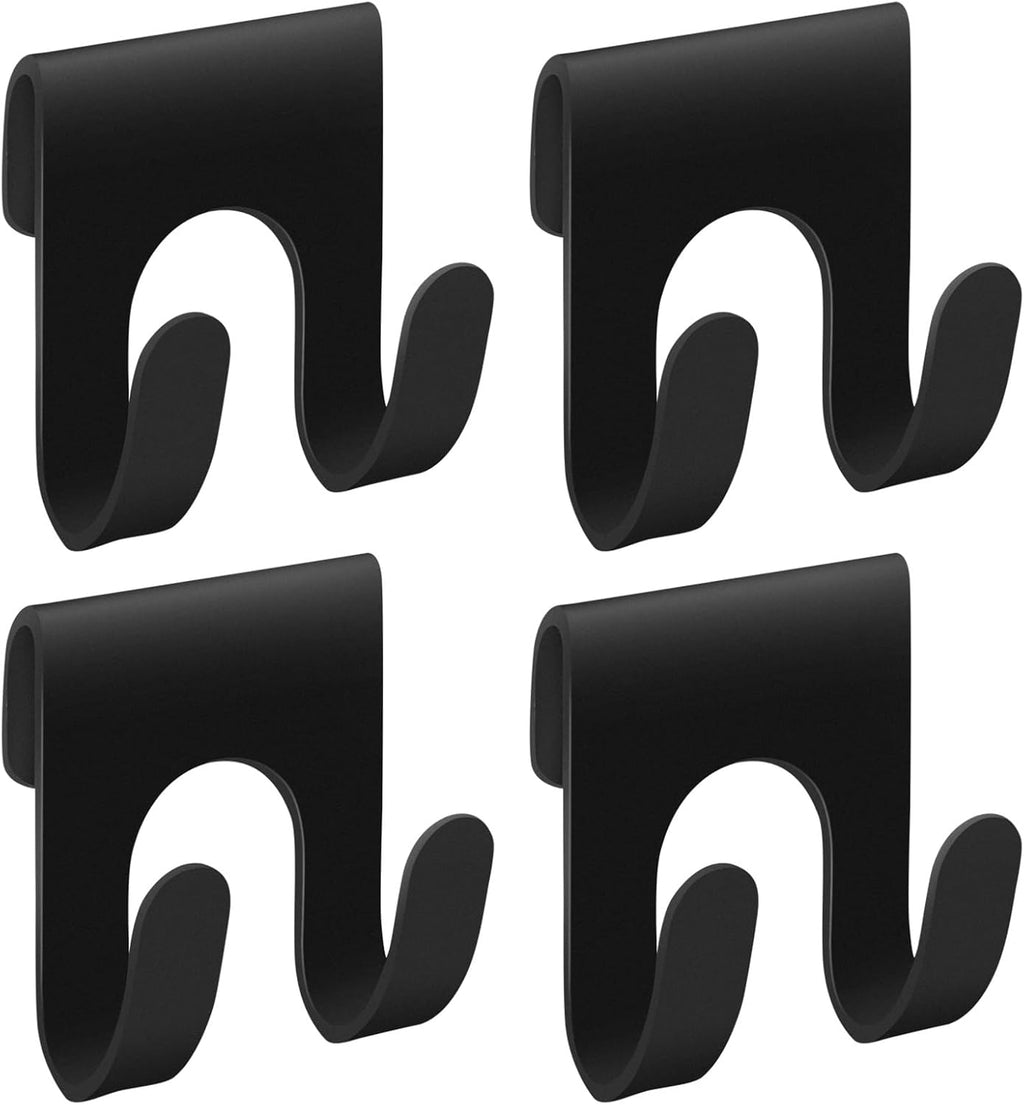 4Pcs Black Shower Caddy, Metal Shelf Basket Rack with Double Hooks for Loofah Sponge
