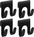 4Pcs Black Shower Caddy, Metal Shelf Basket Rack with Double Hooks for Loofah Sponge