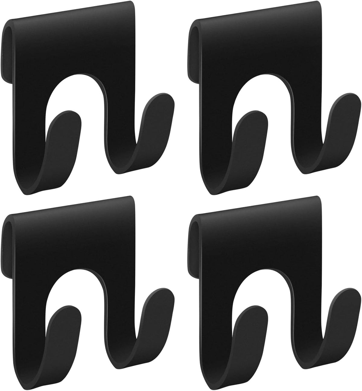 4Pcs Black Shower Caddy, Metal Shelf Basket Rack with Double Hooks for Loofah Sponge