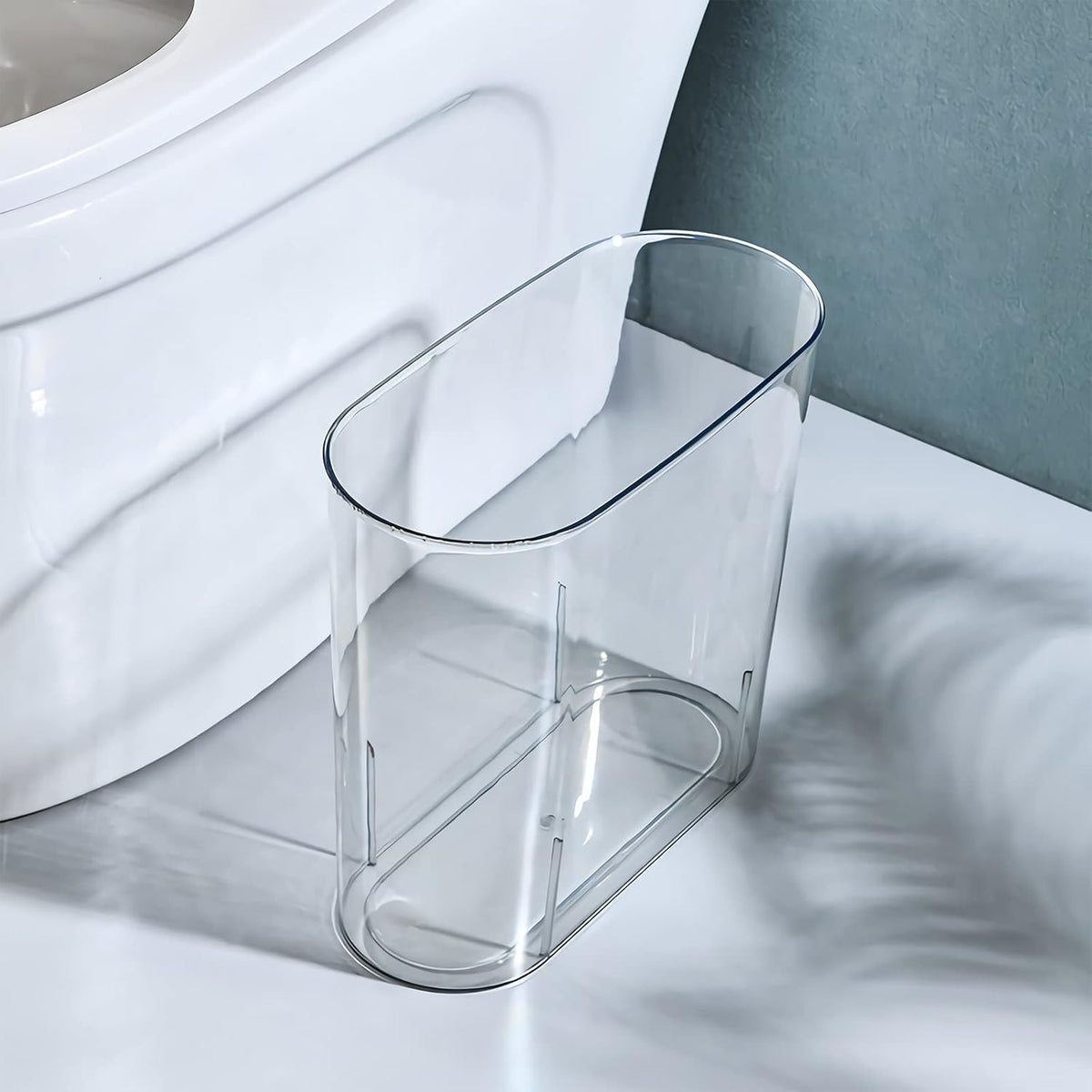 Anyoifax Small Trash Can Slim Garbage Can 3 Gallon Waste Basket, Clear