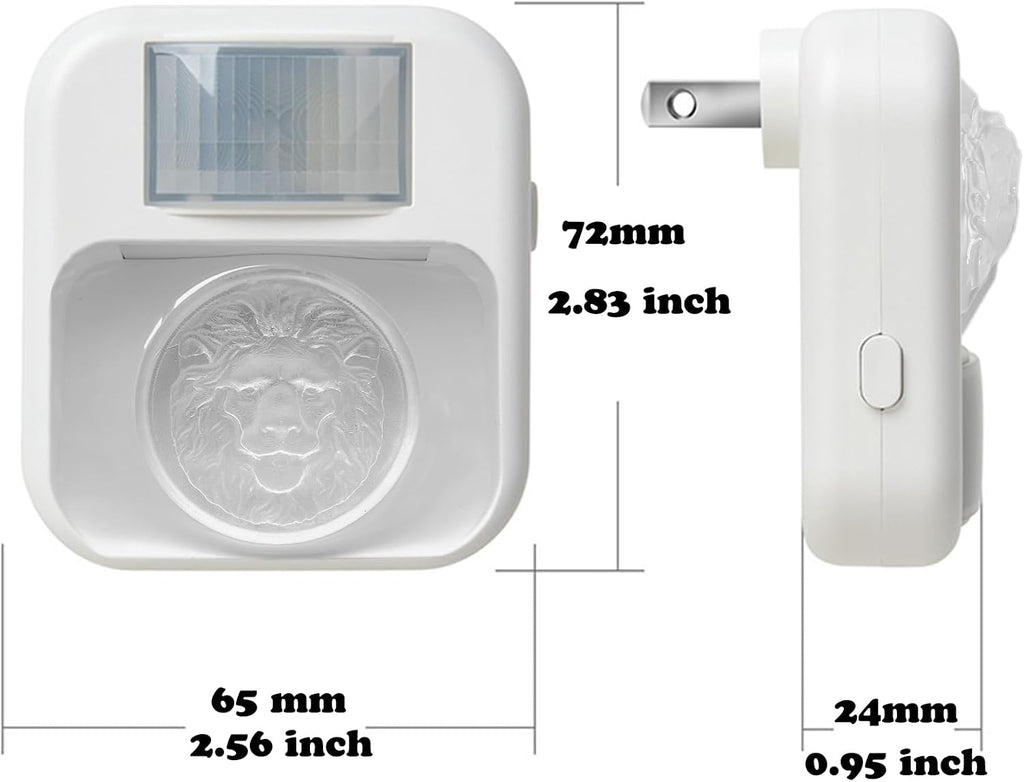 Compact Smart Motion Sensor LED Night Light - Dimmable, Adjustable Color, Plug-in for Hallway, Bathroom, Bedroom - Travel-Friendly (Lion Head, 2)