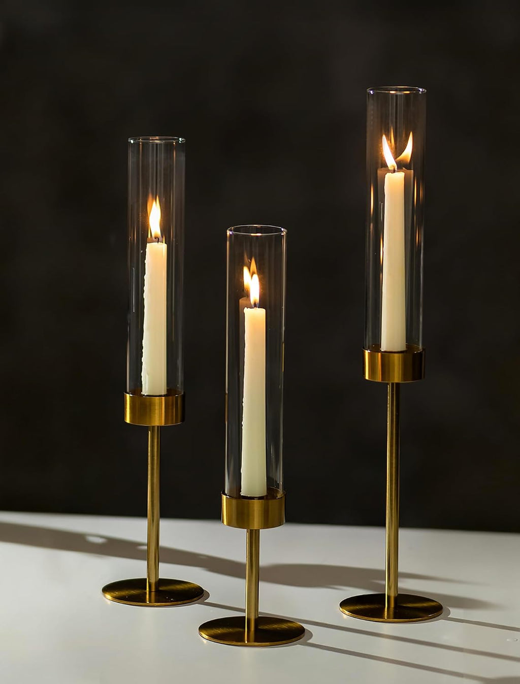 NUPTIO Candlestick Holders for Table Centerpiece, Set of 3 Gold Decor