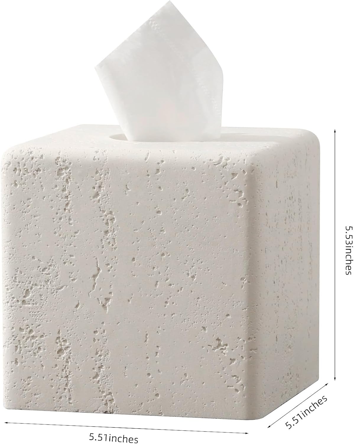 Tissue Box Cover Square, Modern Facial Tissue Holder, Off White