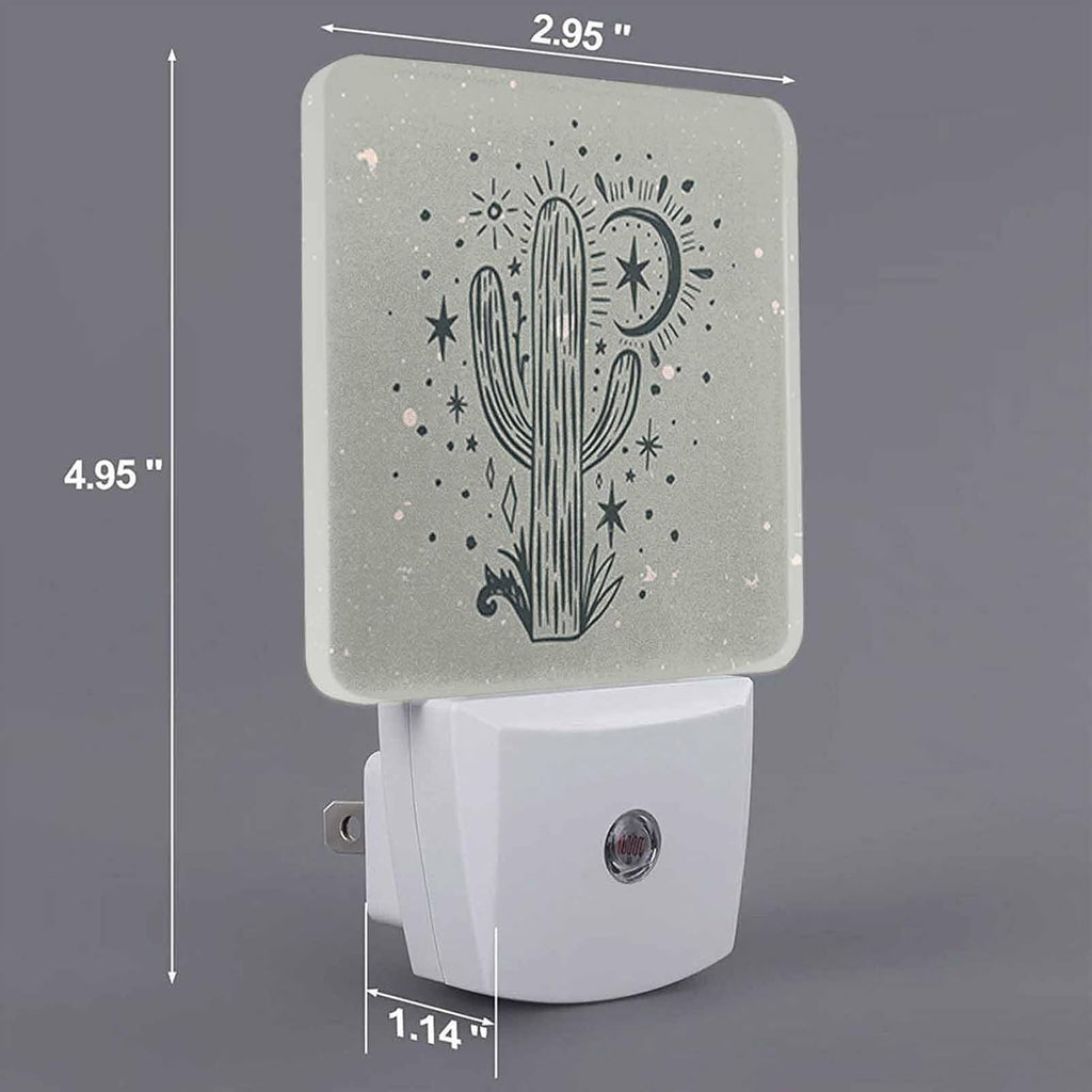 LED Night Light,Wild Cactus Desert Arizona Vintage LED Night Light Plug into Wall with Dusk to Dawn Light Sensor White Energy Efficient Nightlight for Bedroom Bathroom Hallway Living Room Kitchen