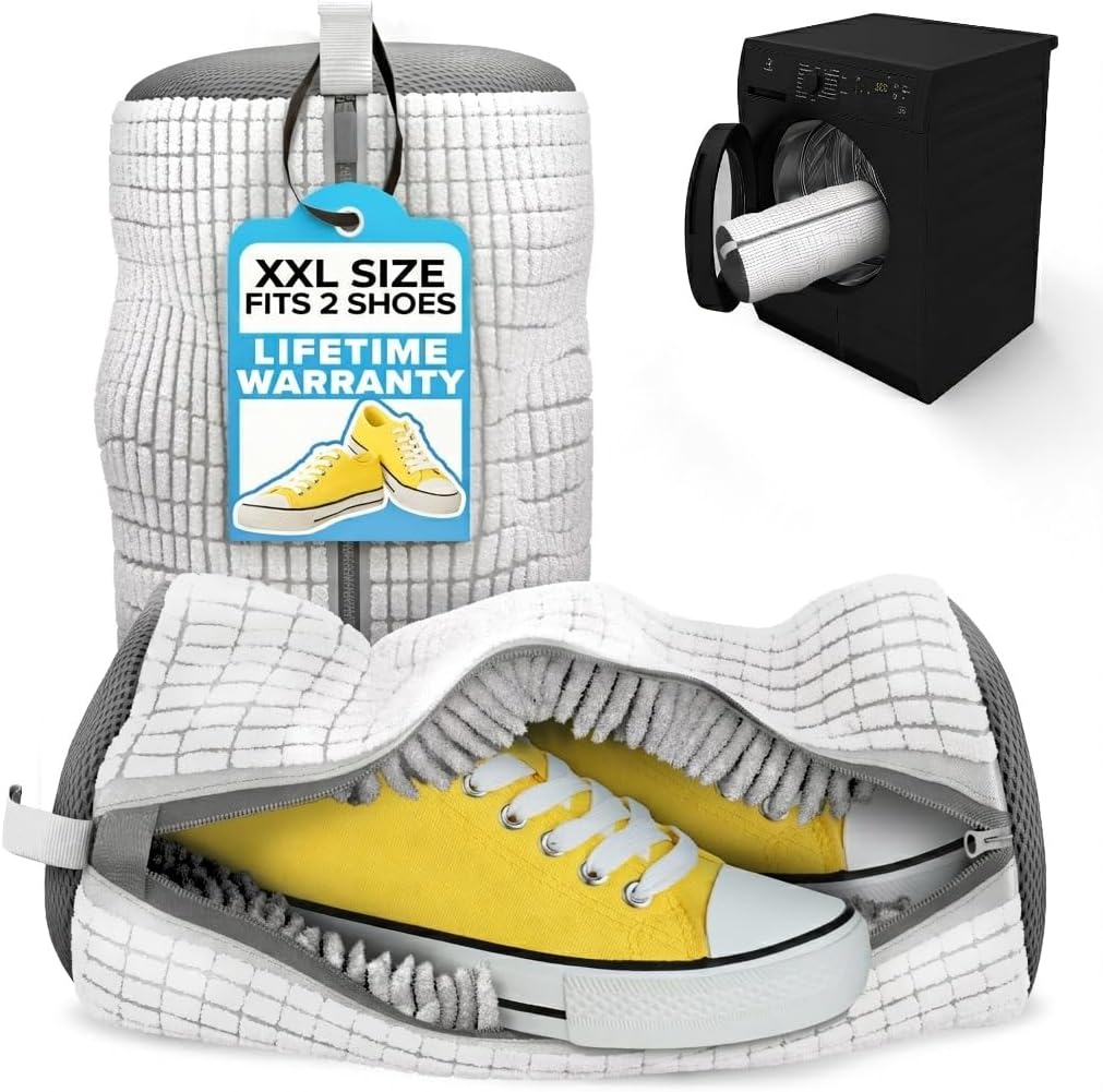2 Pcs XXL Shoe Washing Machine Bag, Tennis Shoe Laundry Bag, White