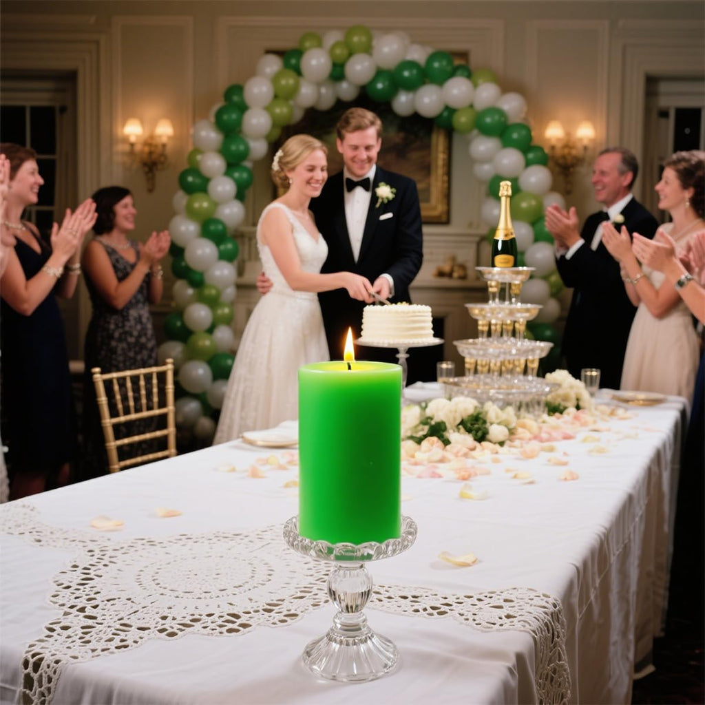 Set of 3 Different Size Light Green Pillar Candles, Unscented Dripless 2.75x3, 2.75x4, 2.75x6 Inch Long Lasting Cylinder Wax Candles for Home Power Outage Dinner Table Decoration