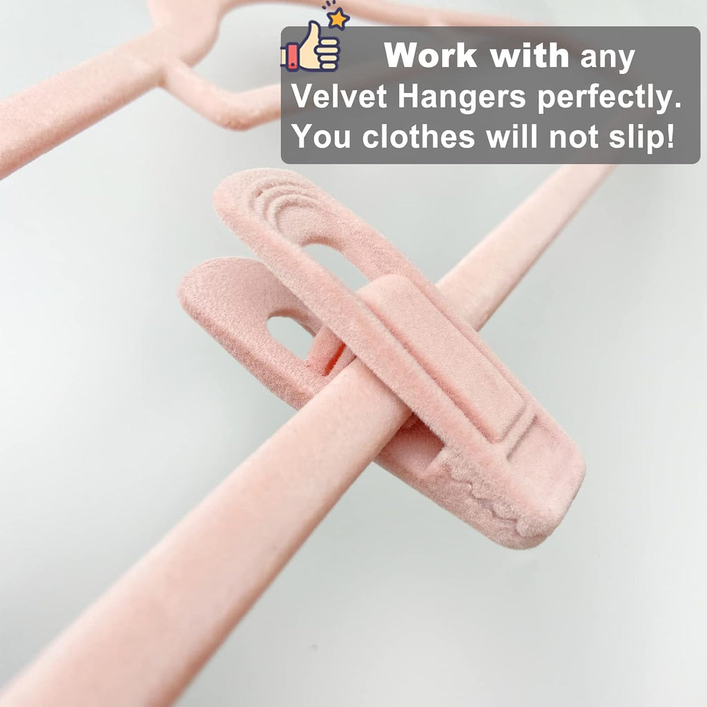 TOFIIGREM Light Pink Velvet Hangers (80-Pack), Non-Slip Strong Hanger Clips for Velvet Skirts & Pants