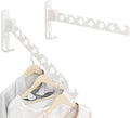 Wall Mounted Clothes Drying Rack, Wall Clothes Hanger Hook for Laundry Room, Clothes Hanger Foldable, Wall Rack Indoor, Perfect for Small Spaces, White 2 Packs