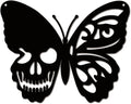 CREATCABIN Skull Butterfly Metal Wall Art Decor Wall Hanging Plaques Ornament Iron Wall Art Sculpture Sign for Indoor Outdoor Home Livingroom Kitchen Garden Office Decoration Gift Black 9.4 x 11.8inch