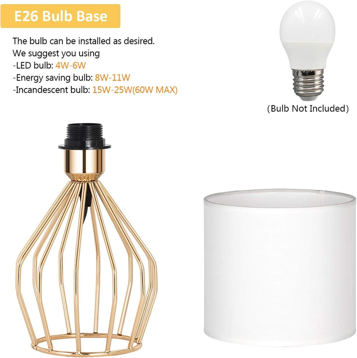 HAITRAL Gold Table Lamp - Modern Style Desk Lamp,13.8Inch,E26 Base