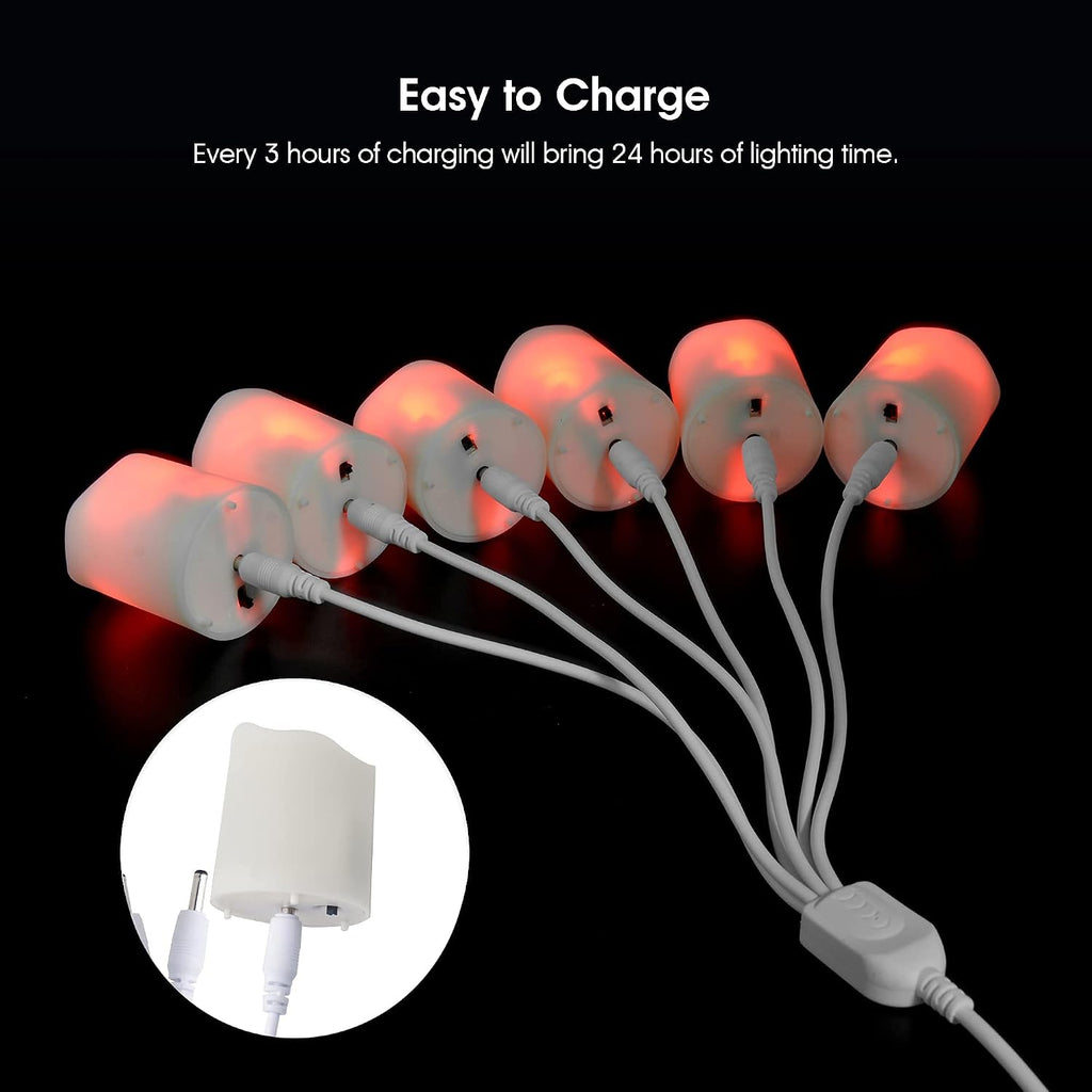 FPOO RGB Rechargeable Flameless Tea Lights Candles, Timer & Remote, 12PCS