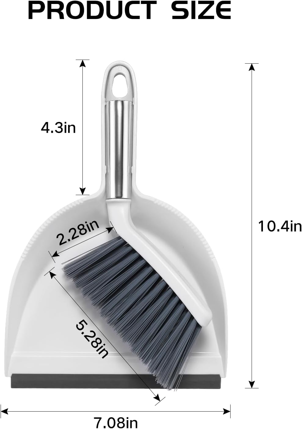 NACENA Mini Broom and Dustpan Set, Small Dust Pan and Brush Set, White&Gray