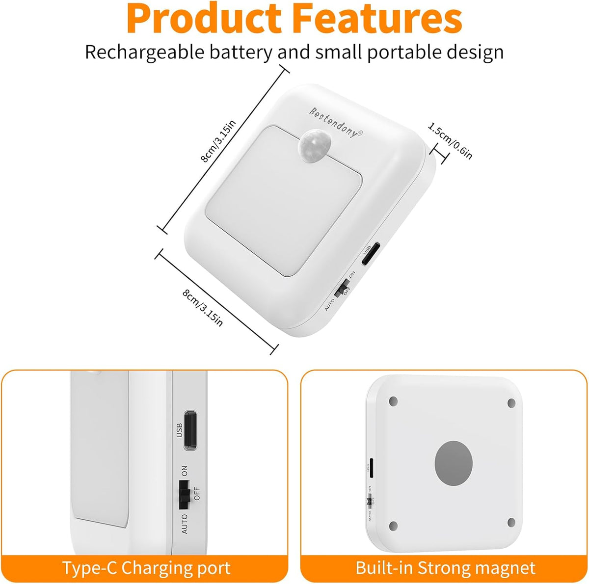 Red Light Motion Sensor Night Lights Rechargeable Red Lights Stick on Magnetic Lights 670nm Red Light Lamp for Sleep, Bathroom, Bedroom, Stair, Hallway, Travel, Home Decor, 4Pack