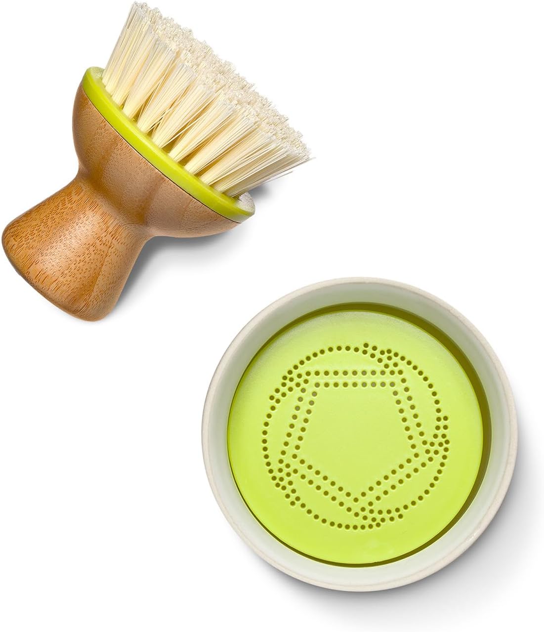 Full Circle Bubbly Palm Brush, Dish Scrub Brush for Nonstick, Green