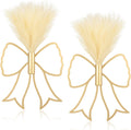 Weysat 2 Pcs Gold Bow Metal Wall Decor Art with Pampas Boho Wall Decor