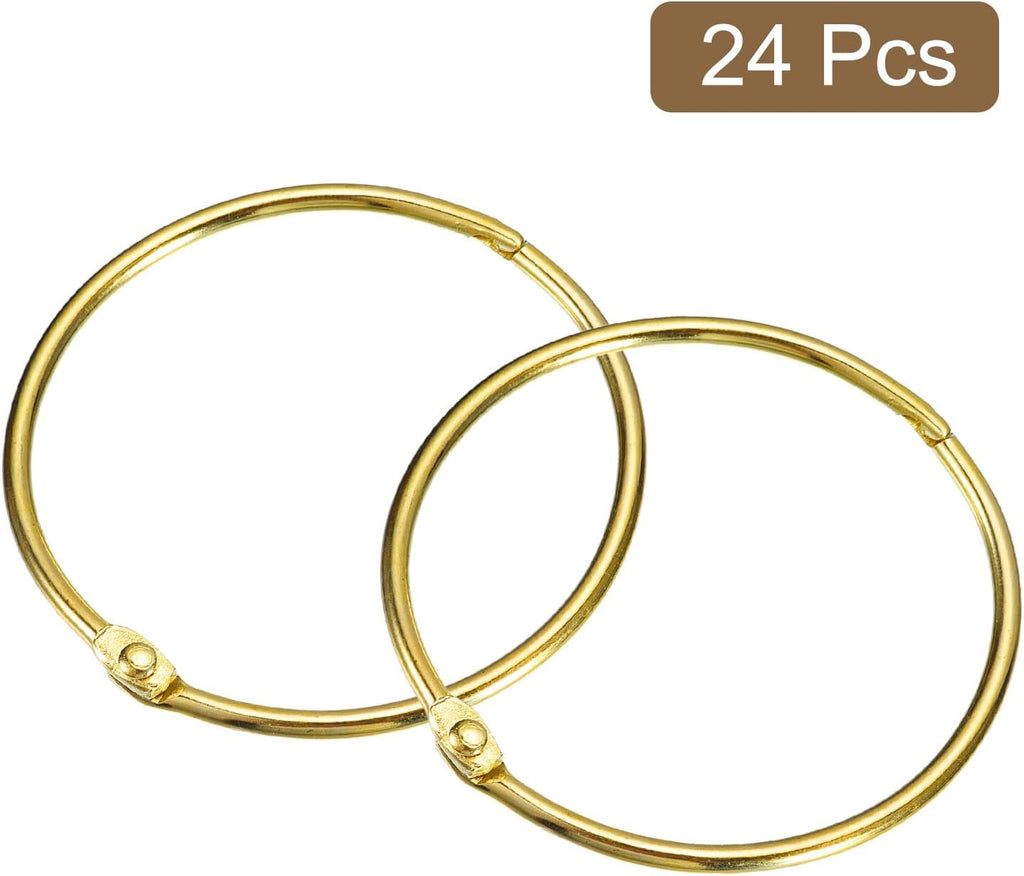 uxcell 24Pcs 3 Inch Shower Curtain Rings Metal Shower Hooks Snap, Gold