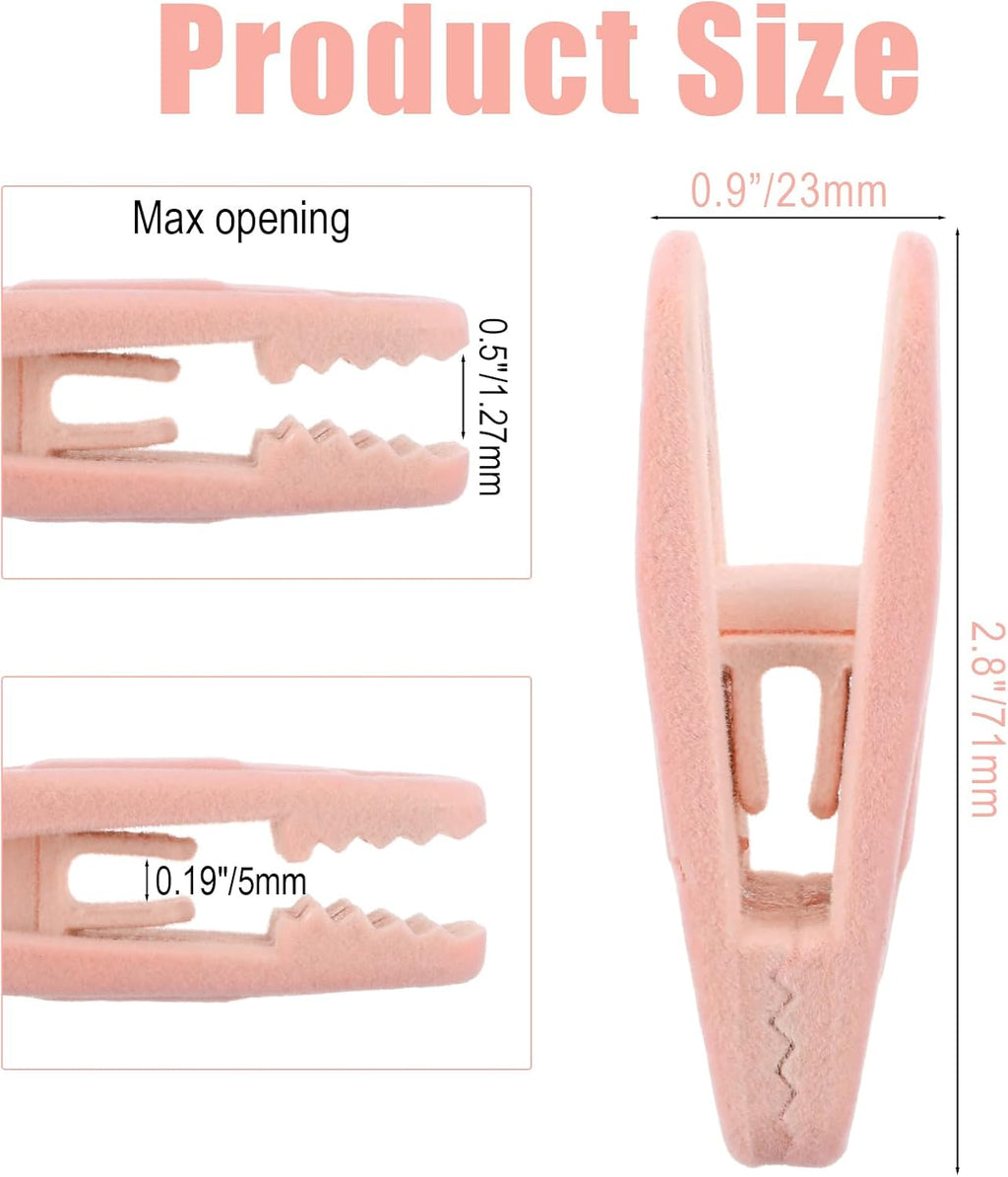 60 Pcs Light Pink Velvet Hanger Clips, Strong Flocking Finger Clips for Skirts, Pants & Scarves | Non-Slip Clip for Thin Velvet Hangers