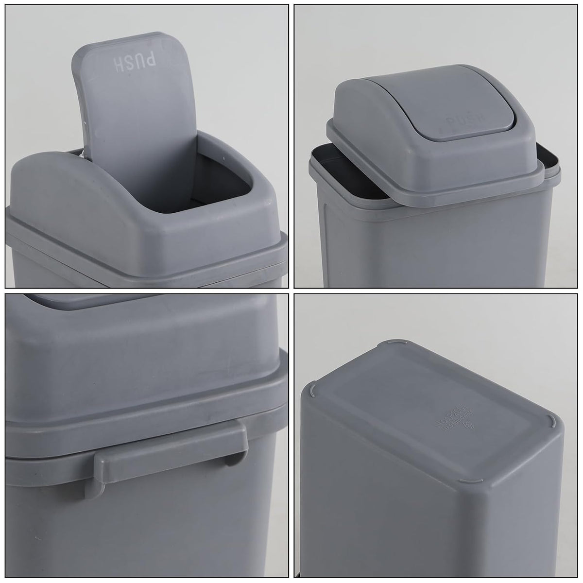 1.8 Gallon Small Plastic Trash Can with Swing Top Lid, 1-Pack, Grey