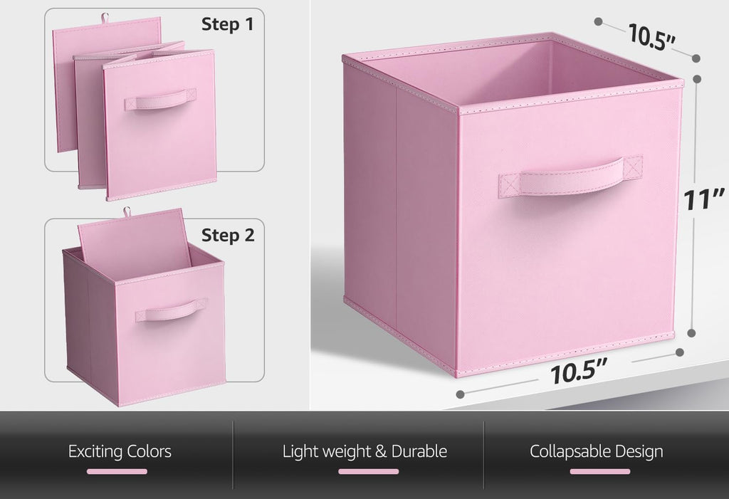 Sorbus 6-Pack Fabric Storage Cubes (11 Inch, Pastel Pink Orange Purple)