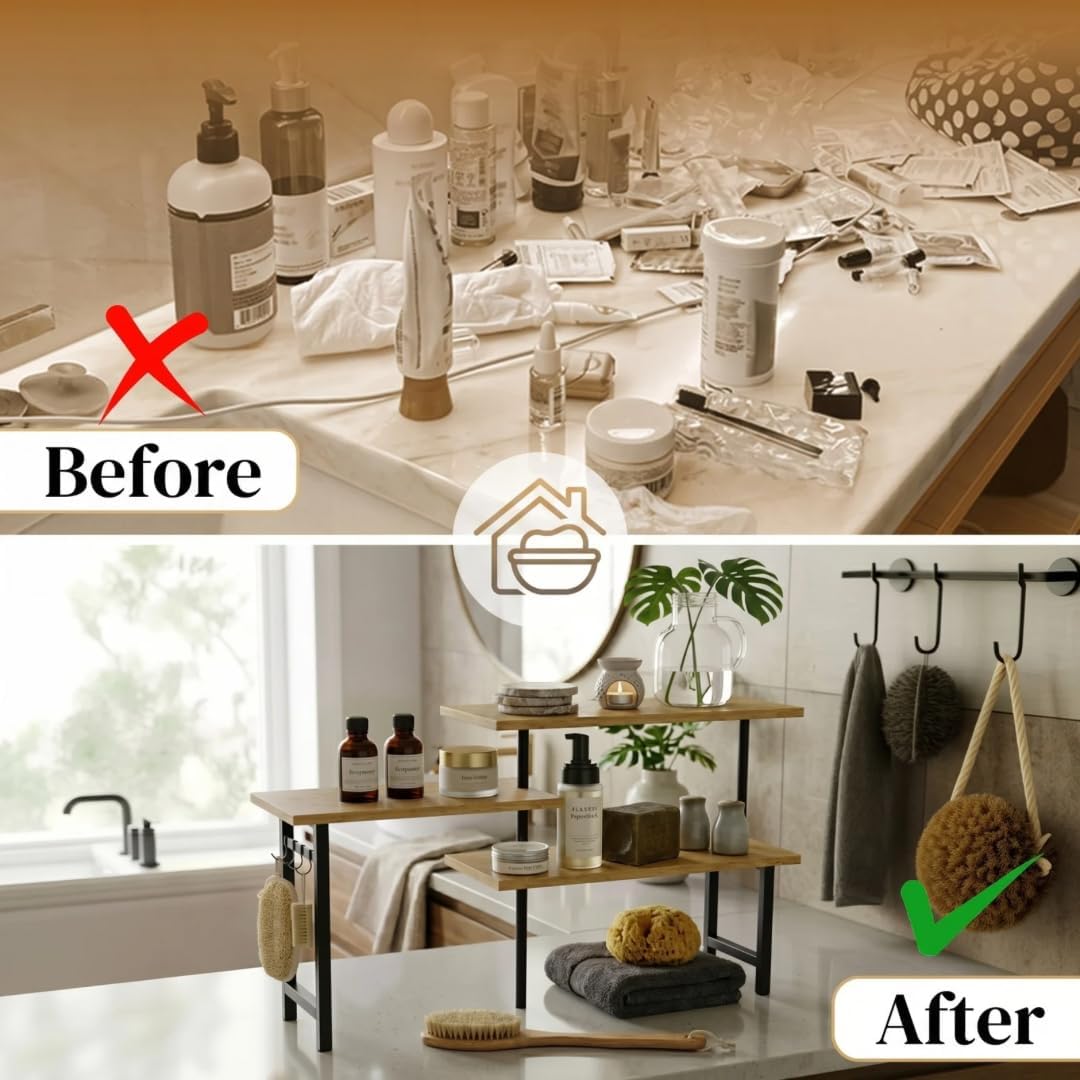 3-Tier Bamboo Corner Organizer Countertop Shelf